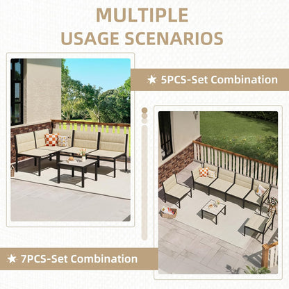 YODOLLA 7-Pc Sectional Patio Set Textilene Fabric, Yellow