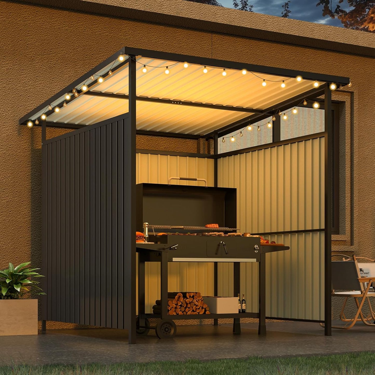 YODOLLA 6' x 6' Gazebo Outdoor Pergola for Patio, Small Lean to Hardtop Grill Gazebo