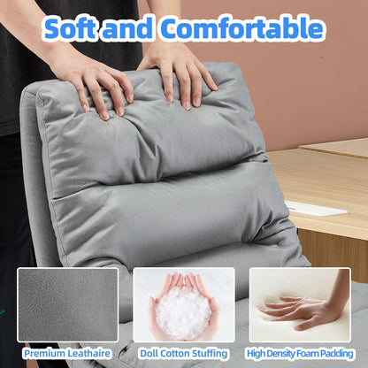 YODOLLA Office Chairs Swivel Desk Chair, Faux Leather Gray