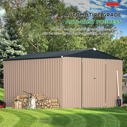 YODOLLA 9' x 10' Metal Storage Large Shed, Grey