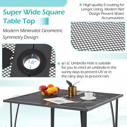 YODOLLA 39.4" Patio Dining Table with 1.6" Umbrella Hole, Dark Grey