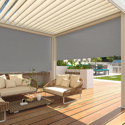 YODOLLA Outdoor Roller Shade, Sun Shade Cover Canopy with 99% UV Protection, Gray