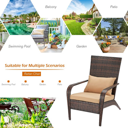 YODOLLA 2PCS Patio Adirondack Wicker Chair, Brown