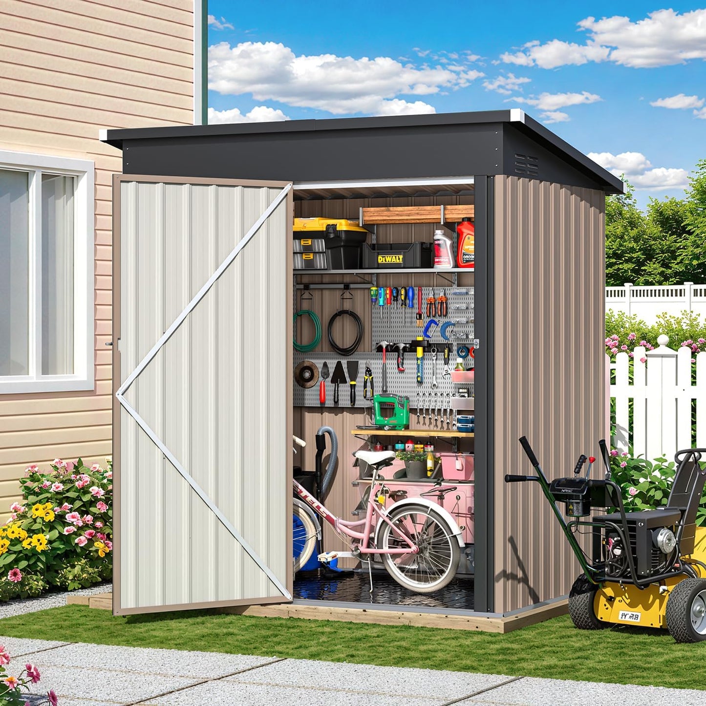 YODOLLA 5'x3' Outdoor Storage Shed with Floor Base