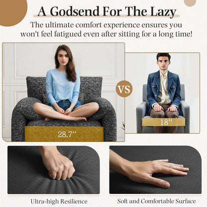 YODOLLA Oversized Armchair, Chenille Mid Century Accent Chair, Comfy Upholstered Single Sofa, Extra Wide Reading Chairs