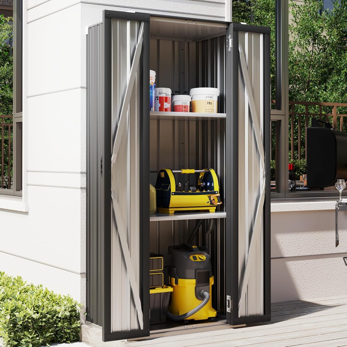 YODOLLA Vertical Garden Storage Shed, Gray