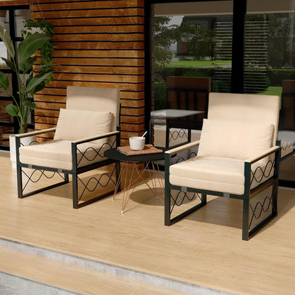 YODOLLA Outdoor Metal Chaise Lounge Adjustable Chair Set of 2 with 1 Side Table