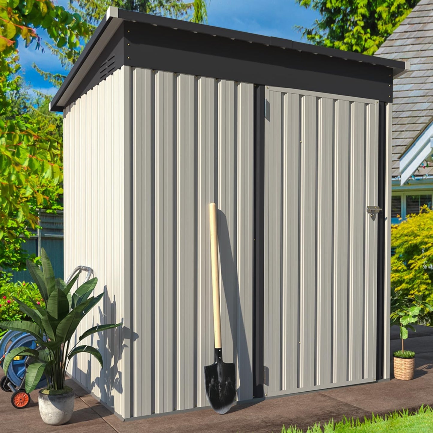 YODOLLA 5x3 Outdoor Storage Shed, White
