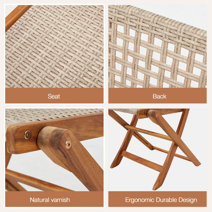 YODOLLA Outdoor Folding Chairs Set, Wooden Patio Dining Set