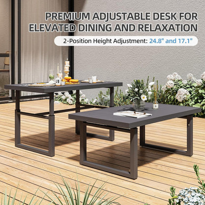 YODOLLA Outdoor Conversation Table and Chair Sets for Lawn Furniture Set, Dark Grey