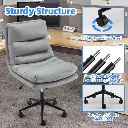 YODOLLA Office Chairs Swivel Desk Chair, Faux Leather Gray