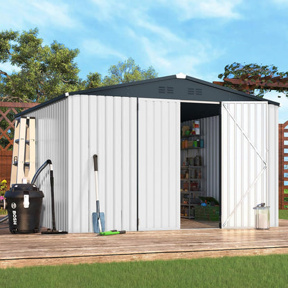 YODOLLA 10'x10' White Metal Storage Shed