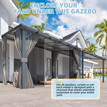 YODOLLA 20' x 10' Outdoo Gazebo for Patio with Curtains and Netting