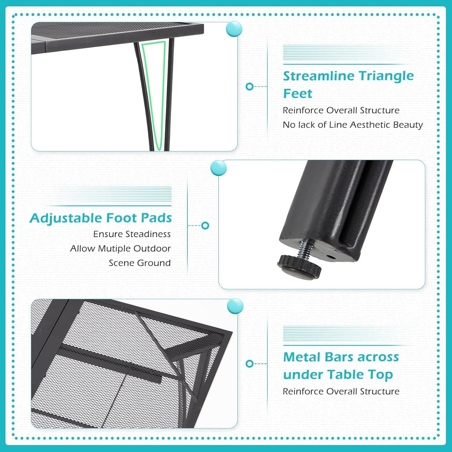 YODOLLA 39.4" Patio Dining Table with 1.6" Umbrella Hole, Dark Grey
