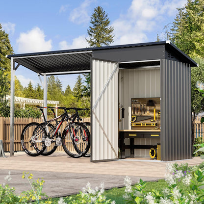 YODOLLA Outdoor Open-Sided Storage Shed, Sheds with Covered