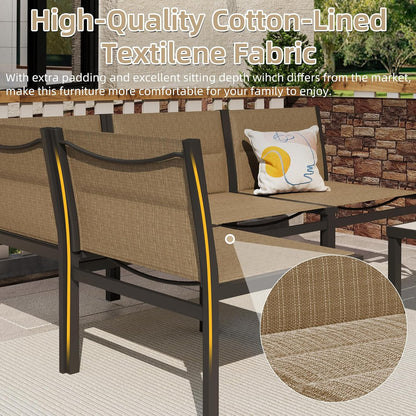 YODOLLA 7-Pc Sectional Patio Set Textilene Fabric, Brown