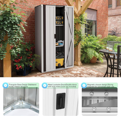 YODOLLA Outdoor Storage Cabinet Waterproof with Shelves Storage Shed, White