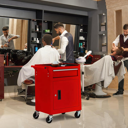 YODOLLA 4-Drawers Heavy Duty Tool Cart with Wheels, Red