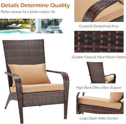 YODOLLA 2PCS Patio Adirondack Wicker Chair, Brown