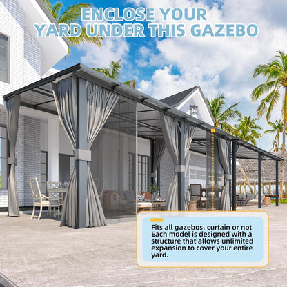 YODOLLA 16' x 10' Gazebo Outdoor Pergola for Patio with Curtains and Netting