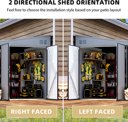 YODOLLA 8x10 Lean-to Shed, Outdoor Storage Shed, Dark Gray