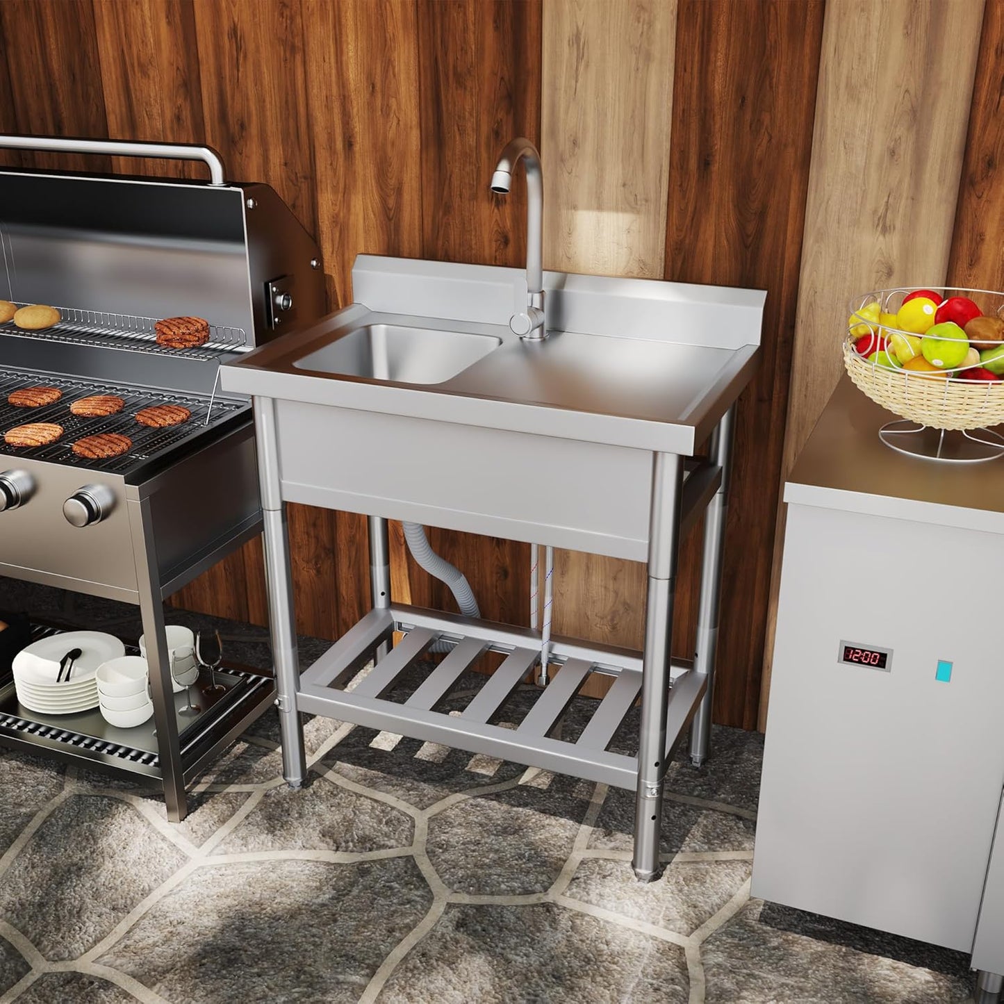 YODOLLA Freestanding Stainless Steel Utility Sink