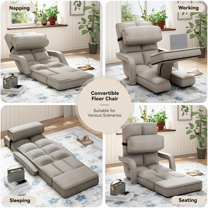 YODOLLA Folding Floor Chair, Small Sofa with Back Support