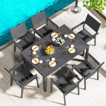 YODOLLA Dining Set, Patio 7 Piece Aluminum Patio Table and Chairs Set
