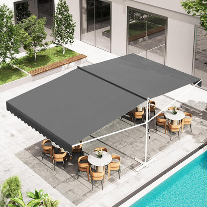 YODOLLA 10'x10' Dual Side Free Standing Retractable Awning, Dark Gray