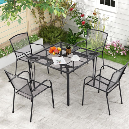 YODOLLA 39.4" Patio Dining Table with 1.6" Umbrella Hole, Dark Grey
