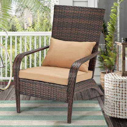 YODOLLA 2PCS Patio Adirondack Wicker Chair, Brown