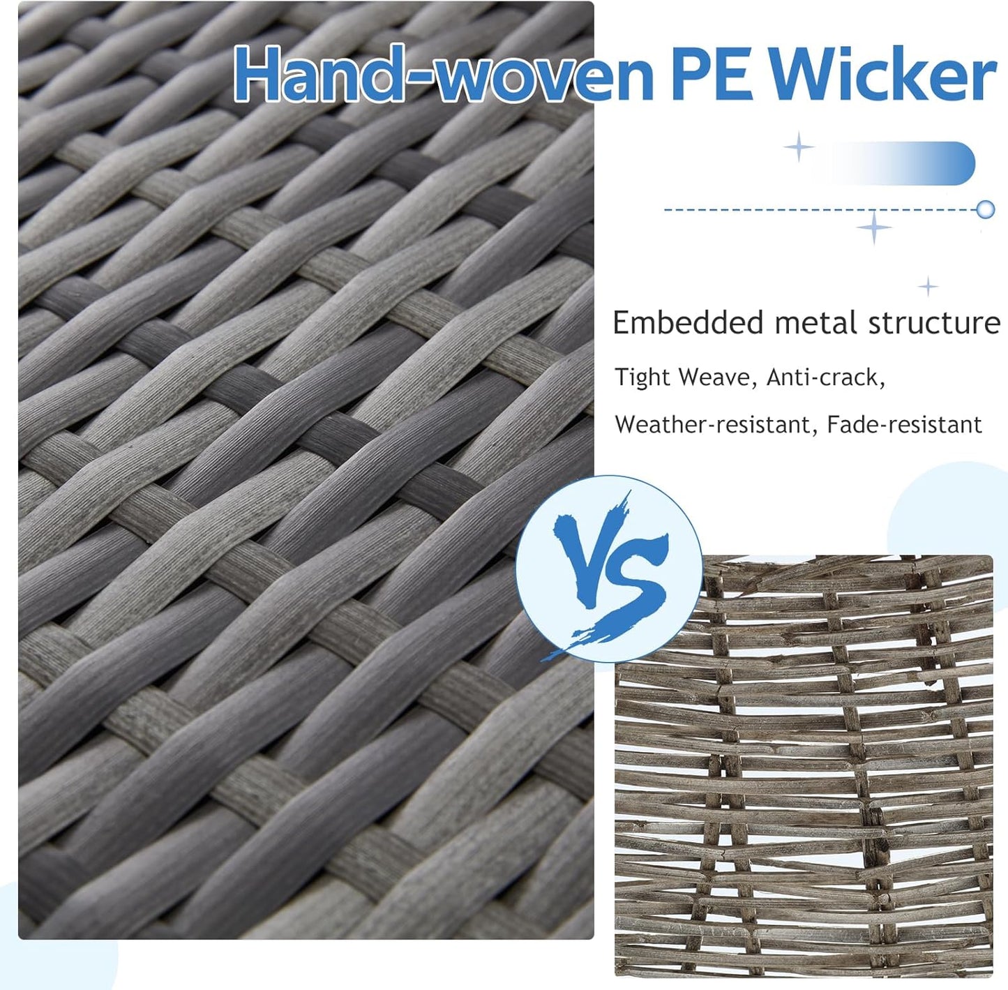 YODOLLA 7 Pieces Patio Furniture with Two Storage Boxes, Grey & Dark Blue