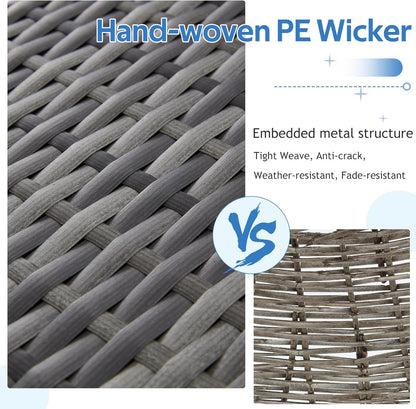 YODOLLA 7 Pieces Patio Furniture with Two Storage Boxes, Grey & Dark Blue