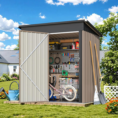 YODOLLA 5'x3' Outdoor Storage Shed with Floor Base