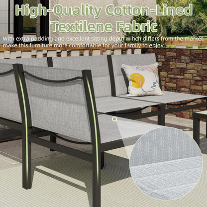 YODOLLA 7-Pc Sectional Patio Set Textilene Fabric, Dark Grey