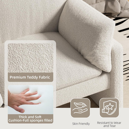 YODOLLA 68" Teddy Velvet Loveseat, Comfy 2-Seater Sofa, White