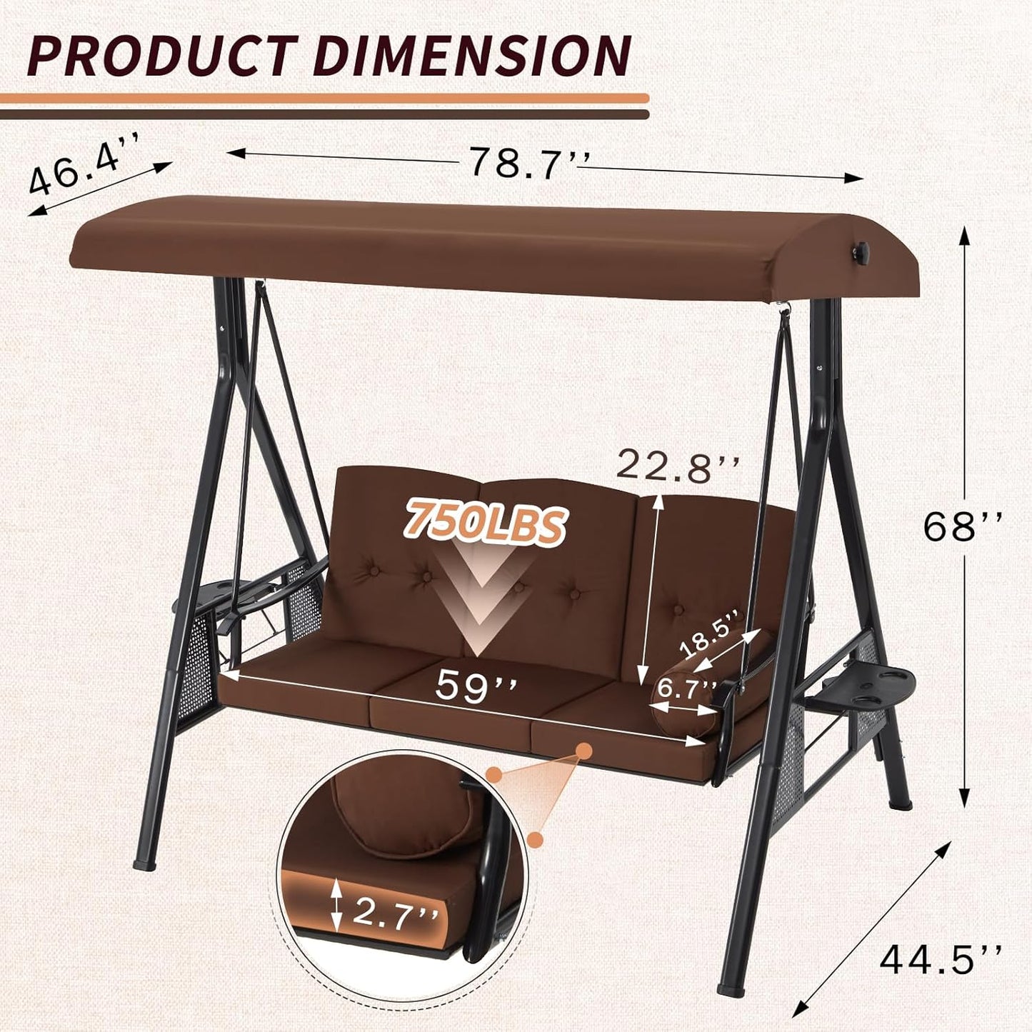 YODOLLA swing chair with cushion for comfort