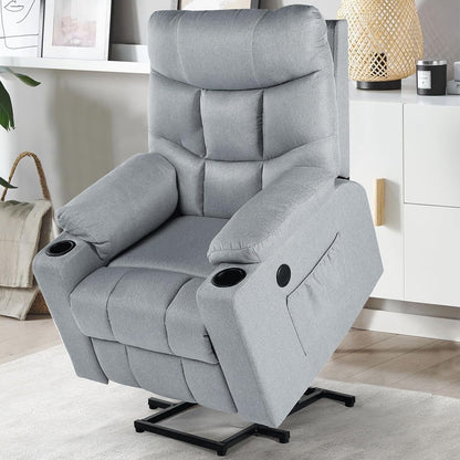 YODOLLA Massage Power Lift Recliner for Elderly, Linen Fabric, Grey