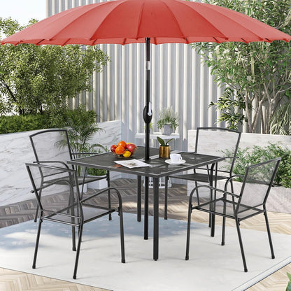 YODOLLA 39.4" Patio Dining Table with 1.6" Umbrella Hole, Dark Grey