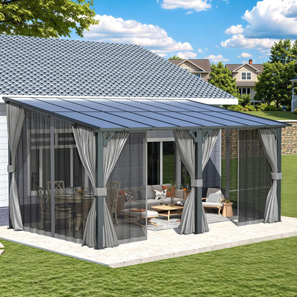 YODOLLA 16' x 10' Gazebo Outdoor Pergola for Patio with Curtains and Netting