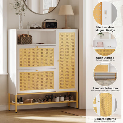 YODOLLA Shoe Storage Cabinet with 2 Flip Drawers Hidden Shoe Organizer