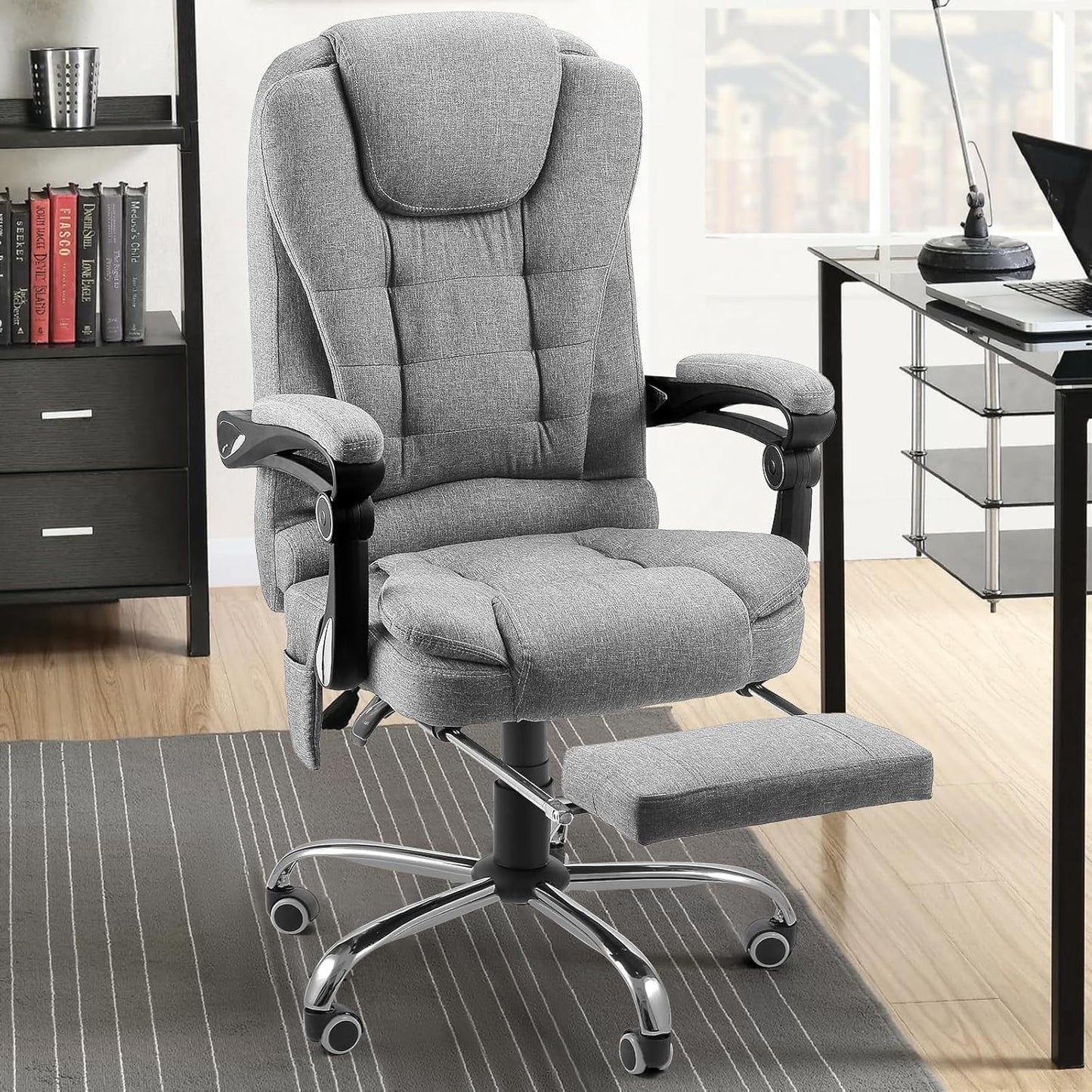 YODOLLA Adjustable Office Chair with Foot Rest, Heat and 7 Points Vibration Massage