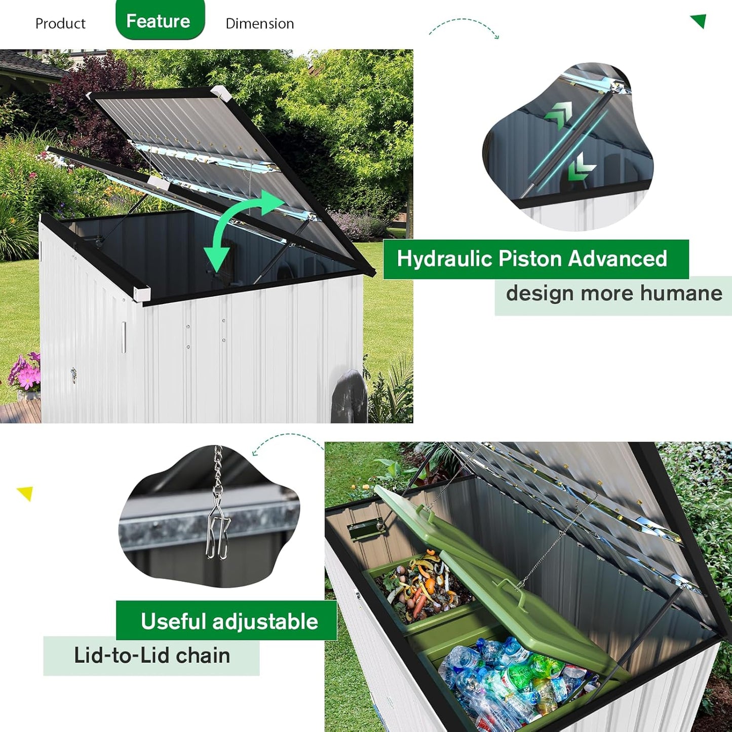 YODOLLA 46 Cu.Ft Outdoor Horizontal Storage Shed, White