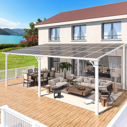 YODOLLA 20x12 Wall Mounted Gazebo Pergola, White