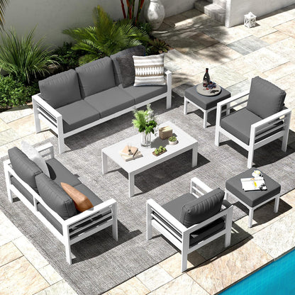 YODOLLA 7-Piece Patio Set, Dark Gray Cushions