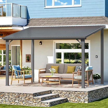 YODOLLA Hardtop Gazebo, Wall-Mounted Lean to Metal Awnings Pergola