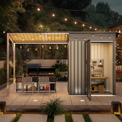 YODOLLA Outdoor Open-Sided Storage Shed, 3x5 Sheds with 15 Sq. Ft Covered