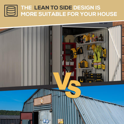 YODOLLA 8x10 Lean-to Shed, Outdoor Storage Shed, Gray