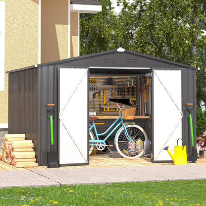 YODOLLA Shed 8' x 10' Outdoor Storage Metal Shed, Dark Grey