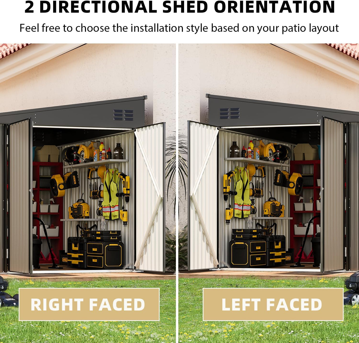 YODOLLA 8x10 Lean-to Shed, Outdoor Storage Shed, Gray